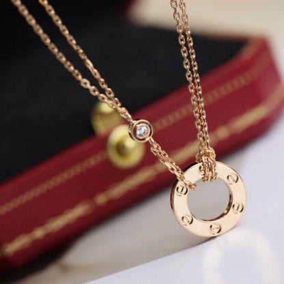 [⭐Haelin Jewelry]LOVE NECKLACE ADJUSTABLE ROSE GOLD 2 DIAMOND