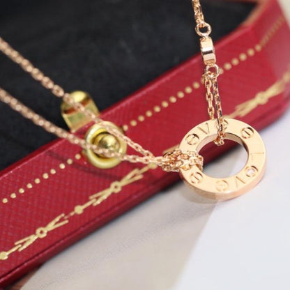 [⭐Haelin Jewelry]LOVE NECKLACE ADJUSTABLE ROSE GOLD 2 DIAMOND