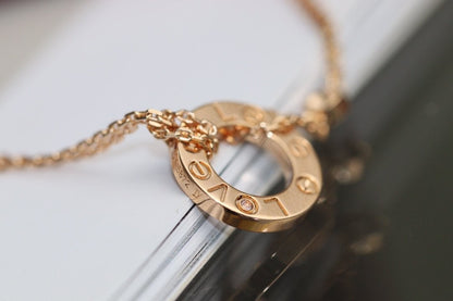 [⭐Haelin Jewelry]LOVE NECKLACE ADJUSTABLE ROSE GOLD 2 DIAMOND