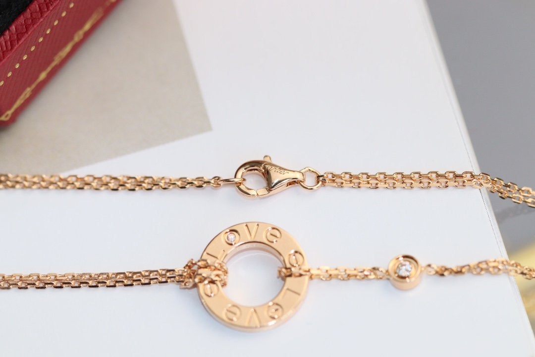 [⭐Haelin Jewelry]LOVE NECKLACE ADJUSTABLE ROSE GOLD 2 DIAMOND