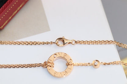 [⭐Haelin Jewelry]LOVE NECKLACE ADJUSTABLE ROSE GOLD 2 DIAMOND