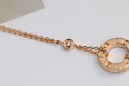 [⭐Haelin Jewelry]LOVE NECKLACE ADJUSTABLE ROSE GOLD 2 DIAMOND