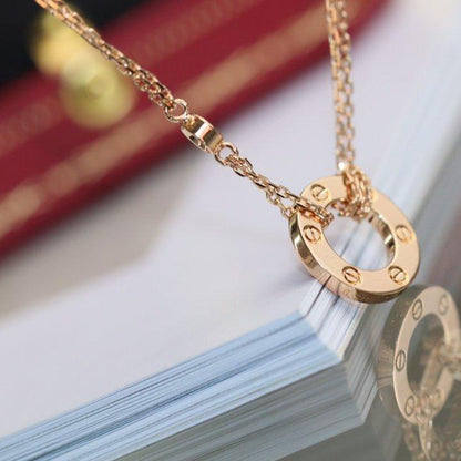 [⭐Haelin Jewelry]LOVE NECKLACE ADJUSTABLE ROSE GOLD 2 DIAMOND