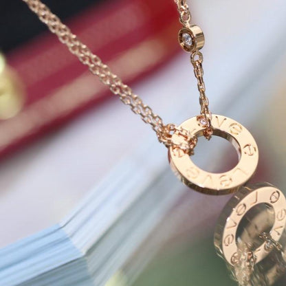 [⭐Haelin Jewelry]LOVE NECKLACE ADJUSTABLE ROSE GOLD 2 DIAMOND