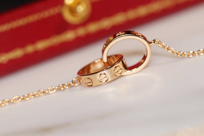 [⭐Haelin Jewelry]LOVE NECKLACE PINK GOLD AND SILVER