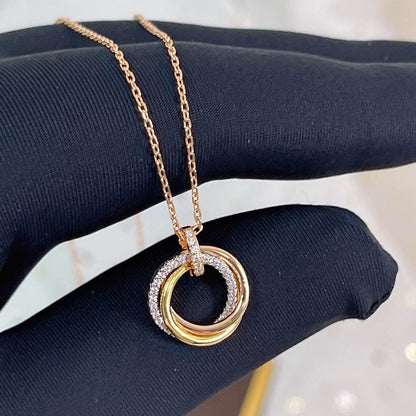 [⭐Haelin Jewelry]TRINITY NECKLACE SILVER GOLD PINK GOLD DIAMONDS