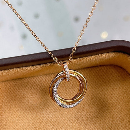 [⭐Haelin Jewelry]TRINITY NECKLACE SILVER GOLD PINK GOLD DIAMONDS
