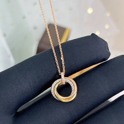 [⭐Haelin Jewelry]TRINITY NECKLACE SILVER GOLD PINK GOLD DIAMONDS