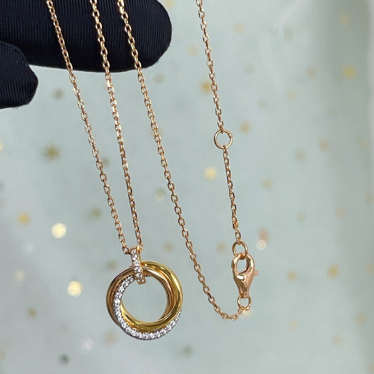 [⭐Haelin Jewelry]TRINITY NECKLACE SILVER GOLD PINK GOLD DIAMONDS