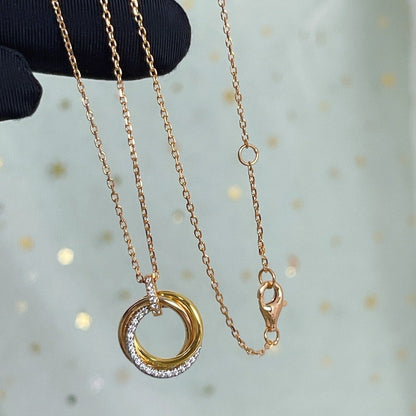 [⭐Haelin Jewelry]TRINITY NECKLACE SILVER GOLD PINK GOLD DIAMONDS