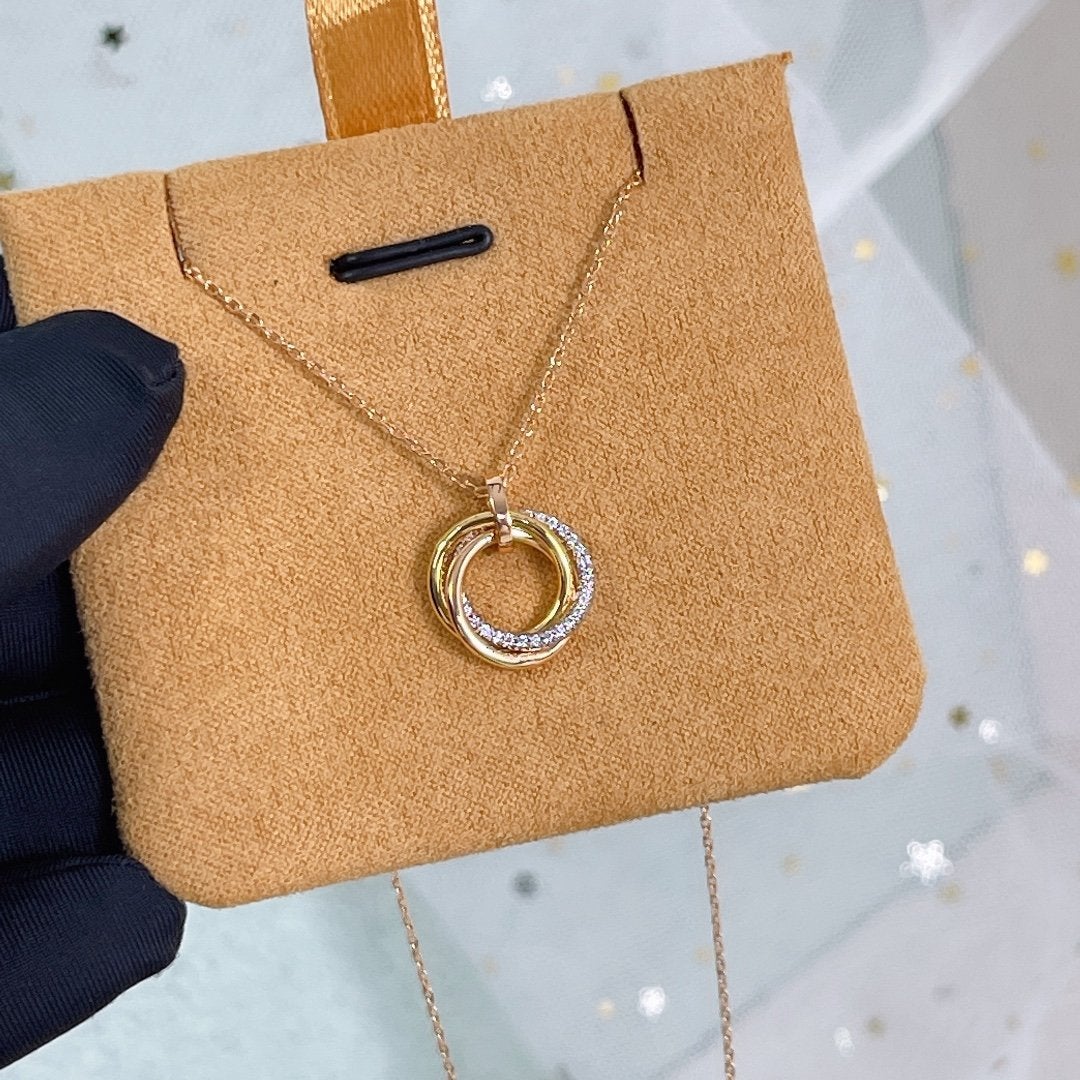 [⭐Haelin Jewelry]TRINITY NECKLACE SILVER GOLD PINK GOLD DIAMONDS
