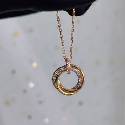 [⭐Haelin Jewelry]TRINITY NECKLACE SILVER GOLD PINK GOLD DIAMONDS