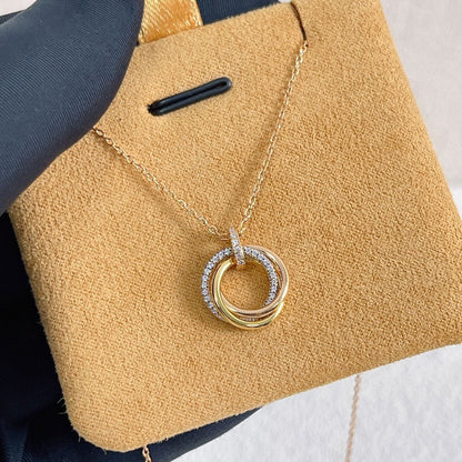 [⭐Haelin Jewelry]TRINITY NECKLACE SILVER GOLD PINK GOLD DIAMONDS