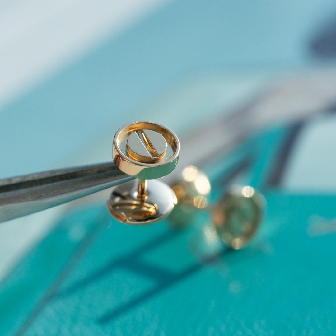 [⭐Haelin Jewelry]LOVE EARRINGS PINK GOLD 10MM