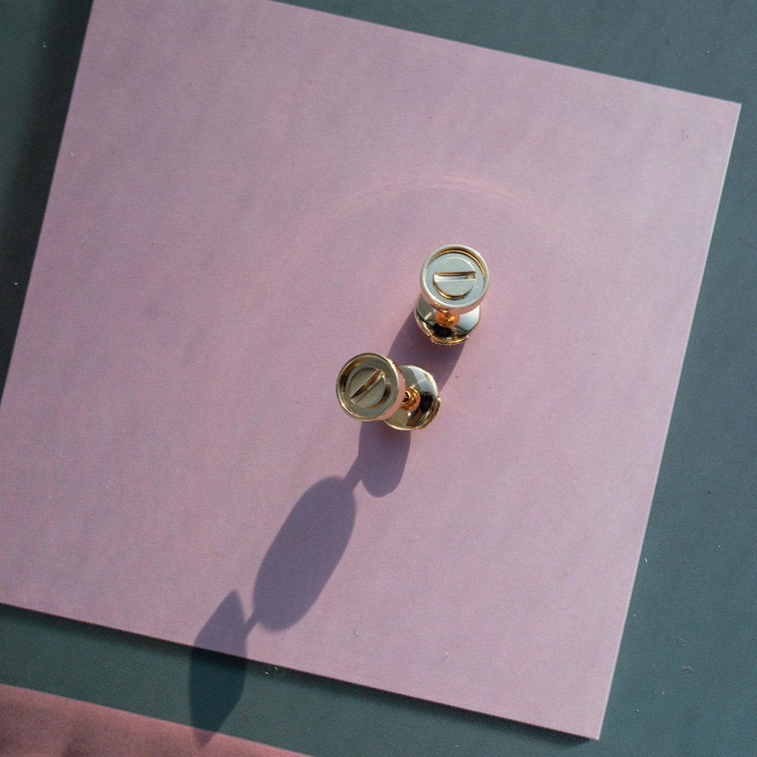 [⭐Haelin Jewelry]LOVE EARRINGS PINK GOLD 10MM