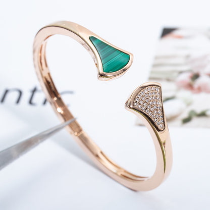 [⭐Haelin Jewelry]DREAM BRACELET OPEN MALACHITE PINK GOLD