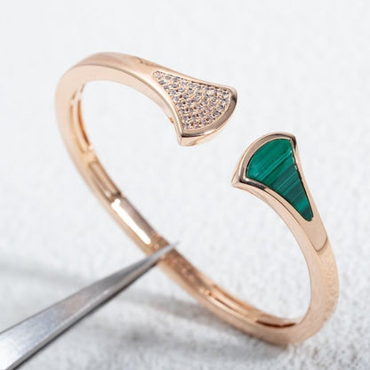 [⭐Haelin Jewelry]DREAM BRACELET OPEN MALACHITE PINK GOLD