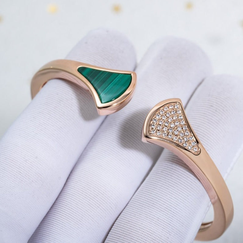[⭐Haelin Jewelry]DREAM BRACELET OPEN MALACHITE PINK GOLD