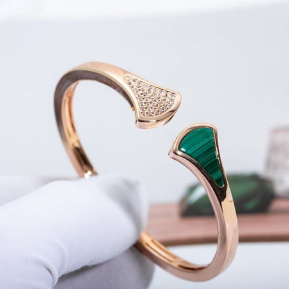 [⭐Haelin Jewelry]DREAM BRACELET OPEN MALACHITE PINK GOLD
