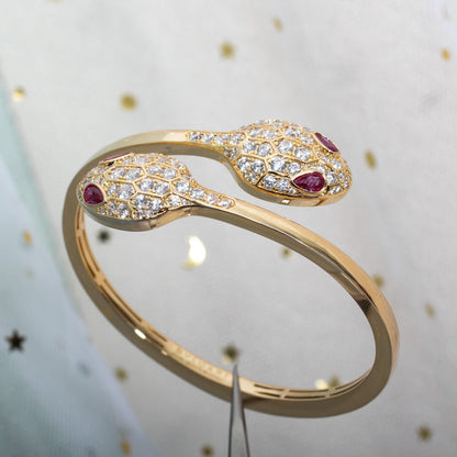 [⭐Haelin Jewelry]SERPENTI BRACELET PINK GOLD DIAMOND DOUBLE SNAKE
