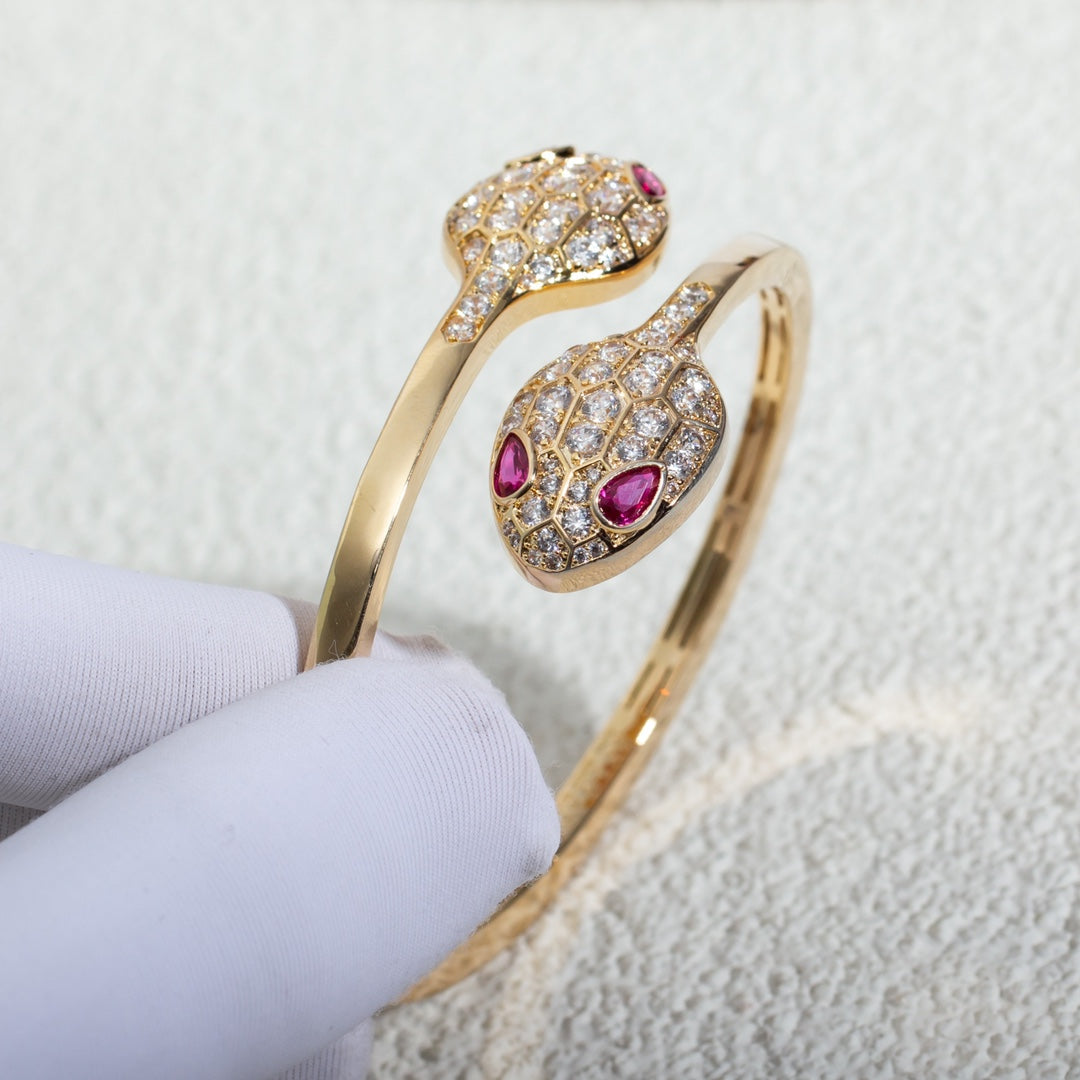 [⭐Haelin Jewelry]SERPENTI BRACELET PINK GOLD DIAMOND DOUBLE SNAKE