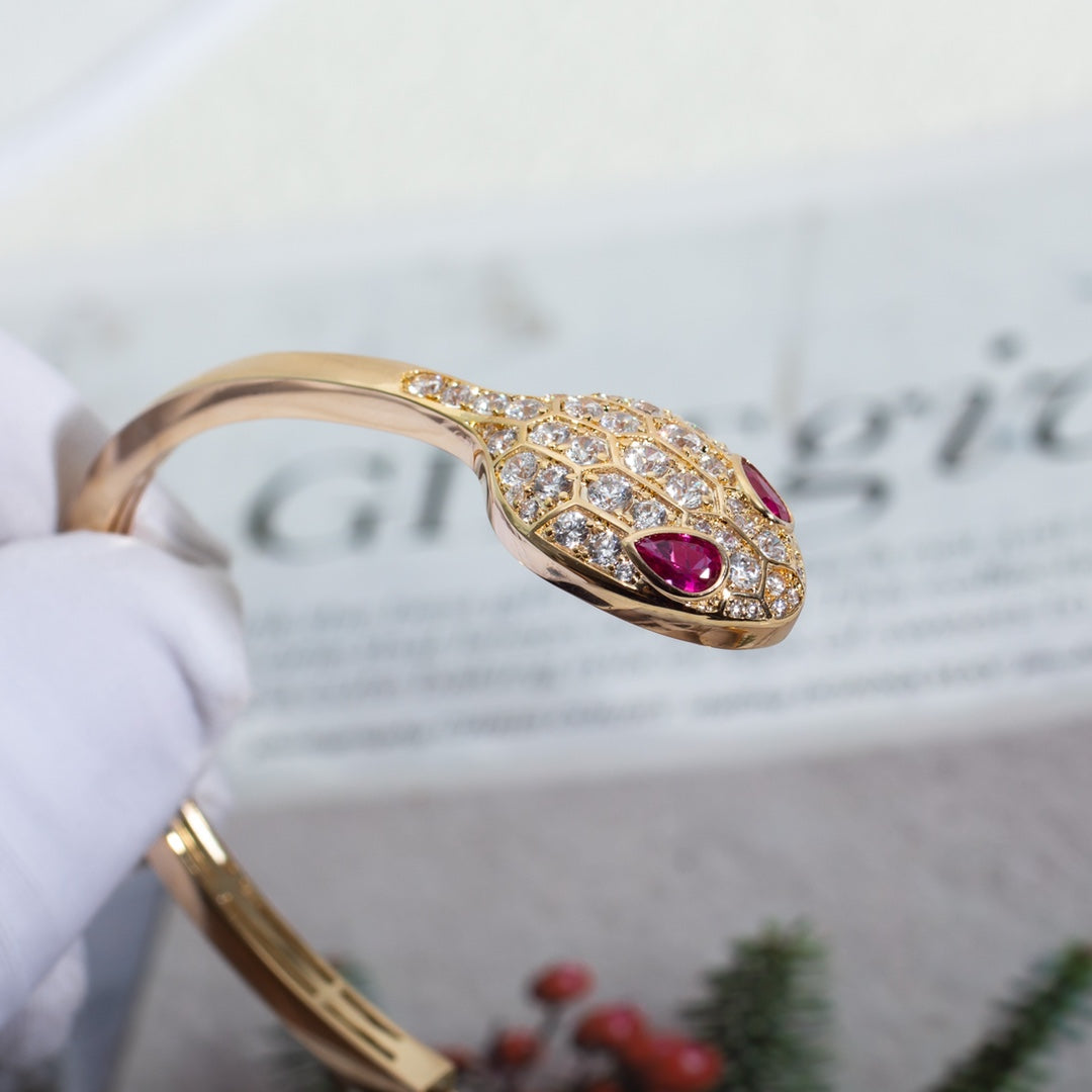 [⭐Haelin Jewelry]SERPENTI BRACELET PINK GOLD DIAMOND DOUBLE SNAKE