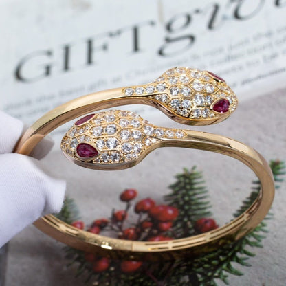 [⭐Haelin Jewelry]SERPENTI BRACELET PINK GOLD DIAMOND DOUBLE SNAKE