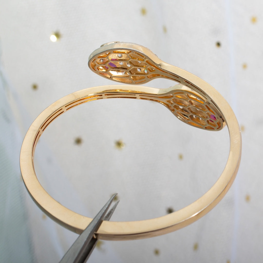 [⭐Haelin Jewelry]SERPENTI BRACELET PINK GOLD DIAMOND DOUBLE SNAKE