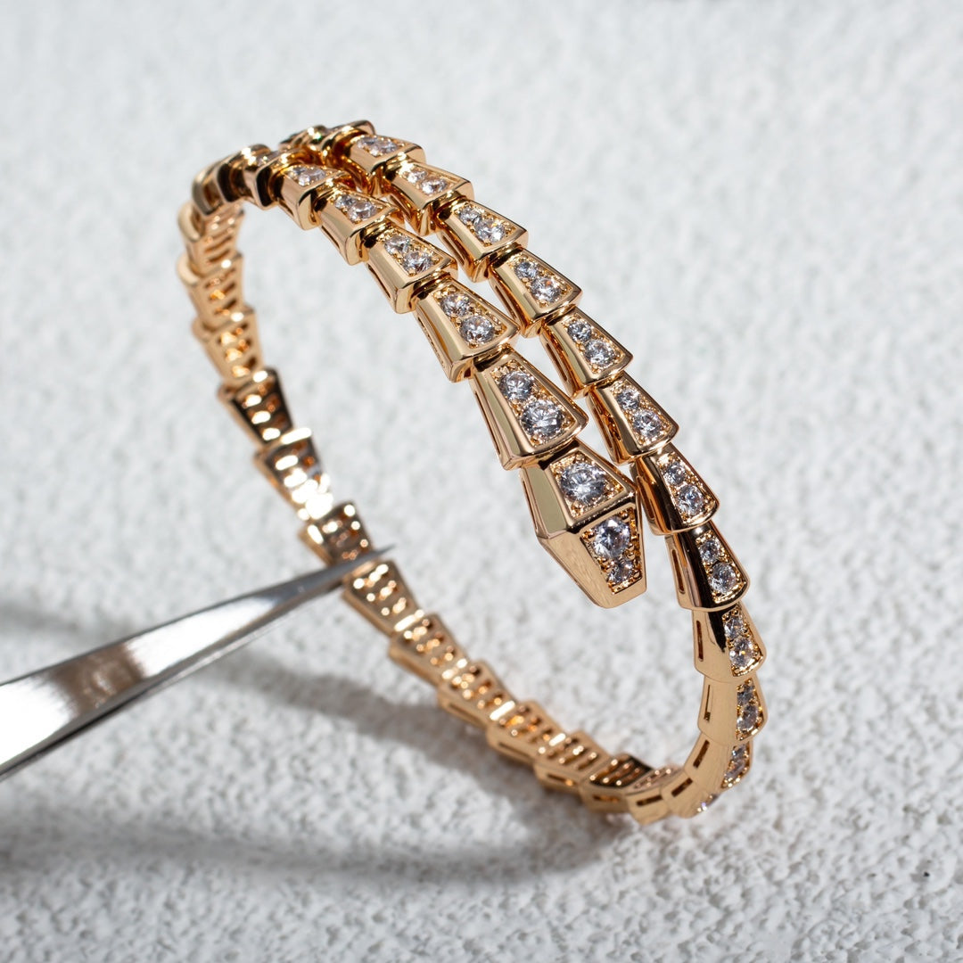 [⭐Haelin Jewelry]SERPENTI BRACELET 6.8MM PINK GOLD DIAMOND