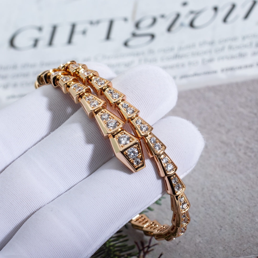 [⭐Haelin Jewelry]SERPENTI BRACELET 6.8MM PINK GOLD DIAMOND