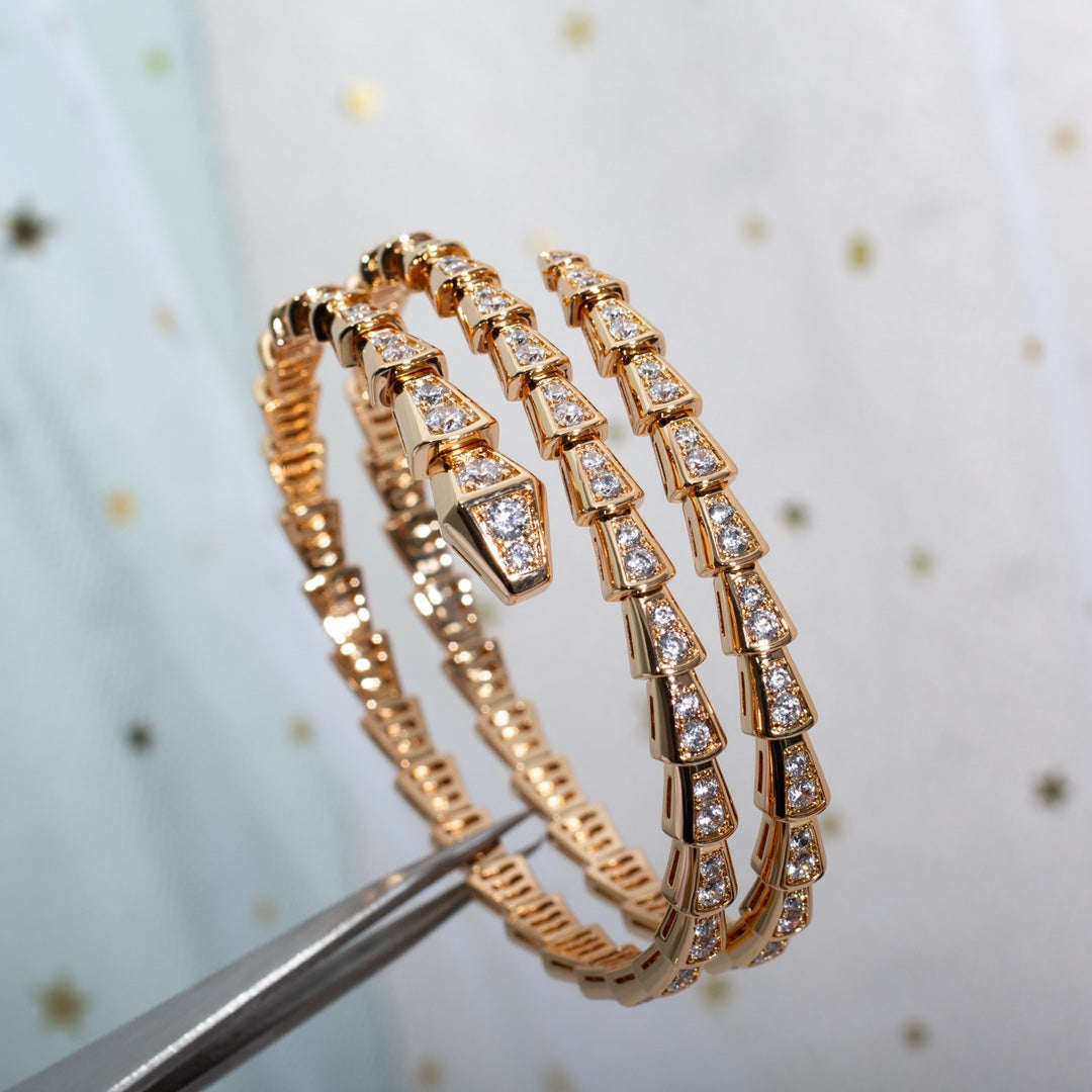 [⭐Haelin Jewelry]SERPENTI BRACELET PINK GOLD DIAMOND DOUBLE ROW