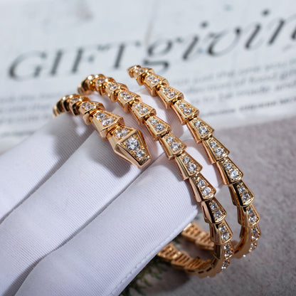 [⭐Haelin Jewelry]SERPENTI BRACELET PINK GOLD DIAMOND DOUBLE ROW