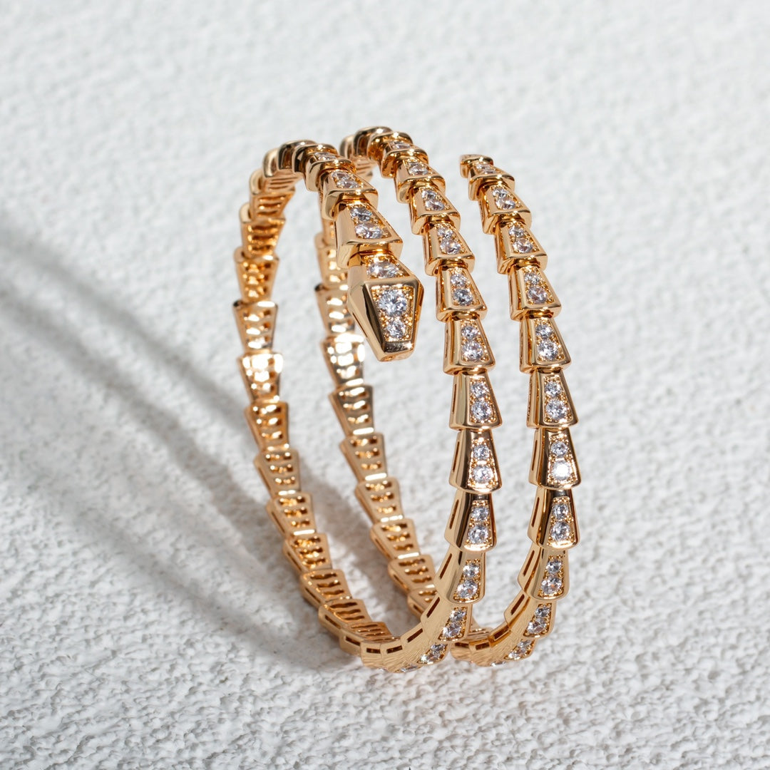[⭐Haelin Jewelry]SERPENTI BRACELET PINK GOLD DIAMOND DOUBLE ROW