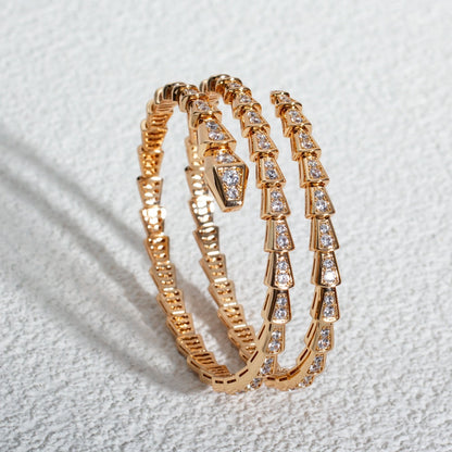 [⭐Haelin Jewelry]SERPENTI BRACELET PINK GOLD DIAMOND DOUBLE ROW