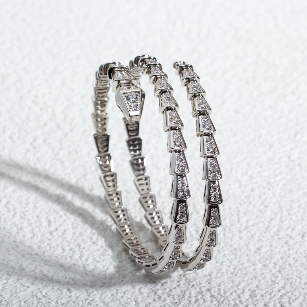 [⭐Haelin Jewelry]SERPENTI BRACELET SILVER DIAMOND DOUBLE ROW
