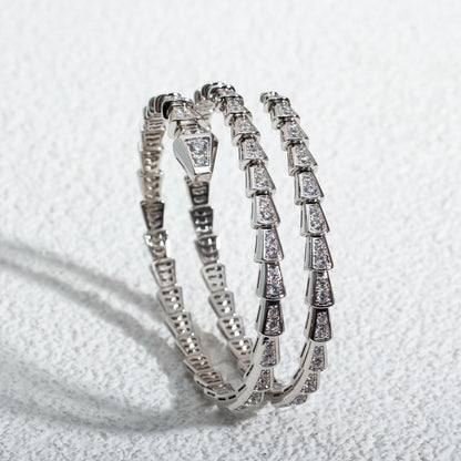 [⭐Haelin Jewelry]SERPENTI BRACELET SILVER DIAMOND DOUBLE ROW