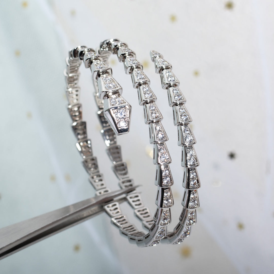 [⭐Haelin Jewelry]SERPENTI BRACELET SILVER DIAMOND DOUBLE ROW