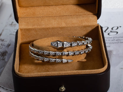 [⭐Haelin Jewelry]SERPENTI BRACELET SILVER DIAMOND DOUBLE ROW