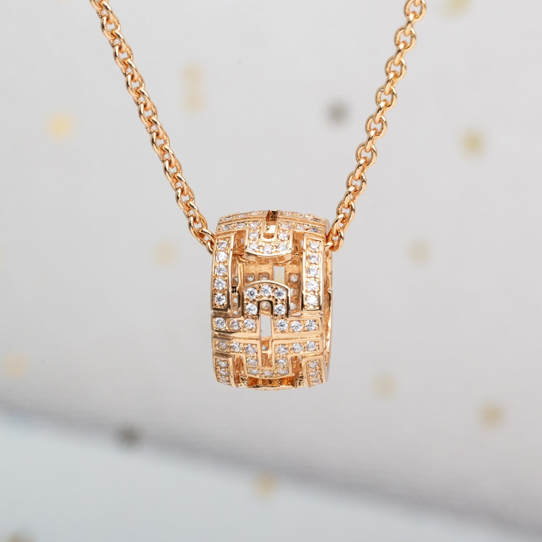 [⭐Haelin Jewelry]PARENTESI NECKLACE PINK GOLD DIAMOND