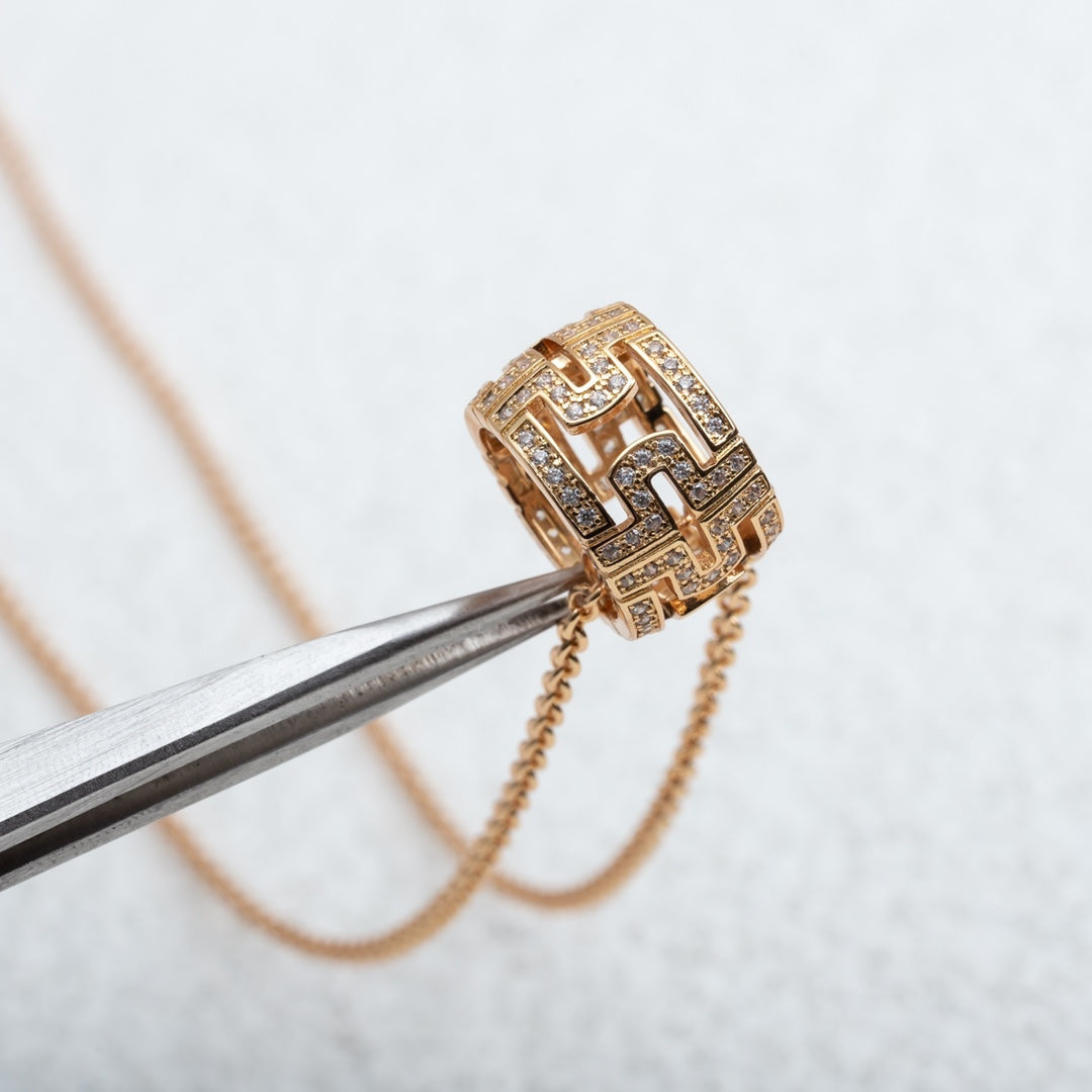 [⭐Haelin Jewelry]PARENTESI NECKLACE PINK GOLD DIAMOND