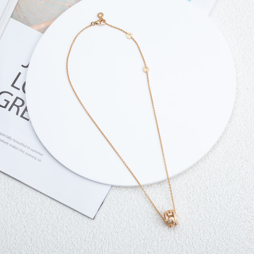[⭐Haelin Jewelry]PARENTESI NECKLACE PINK GOLD DIAMOND