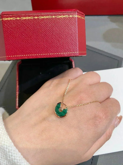 [⭐Haelin Jewelry]AMULETTE ROSE GOLD MALACHITE NECKLACE