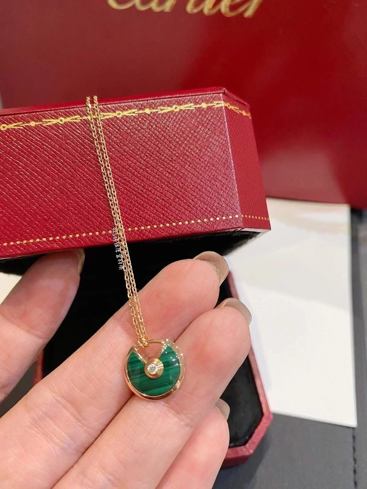 [⭐Haelin Jewelry]AMULETTE ROSE GOLD MALACHITE NECKLACE