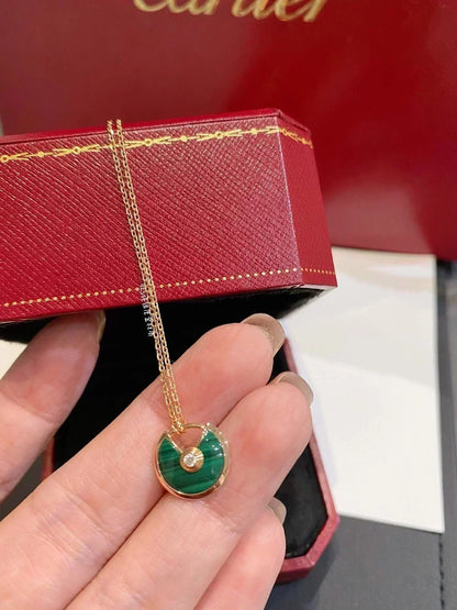 [⭐Haelin Jewelry]AMULETTE ROSE GOLD MALACHITE NECKLACE