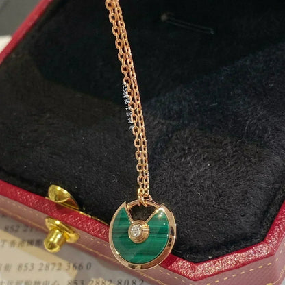 [⭐Haelin Jewelry]AMULETTE ROSE GOLD MALACHITE NECKLACE
