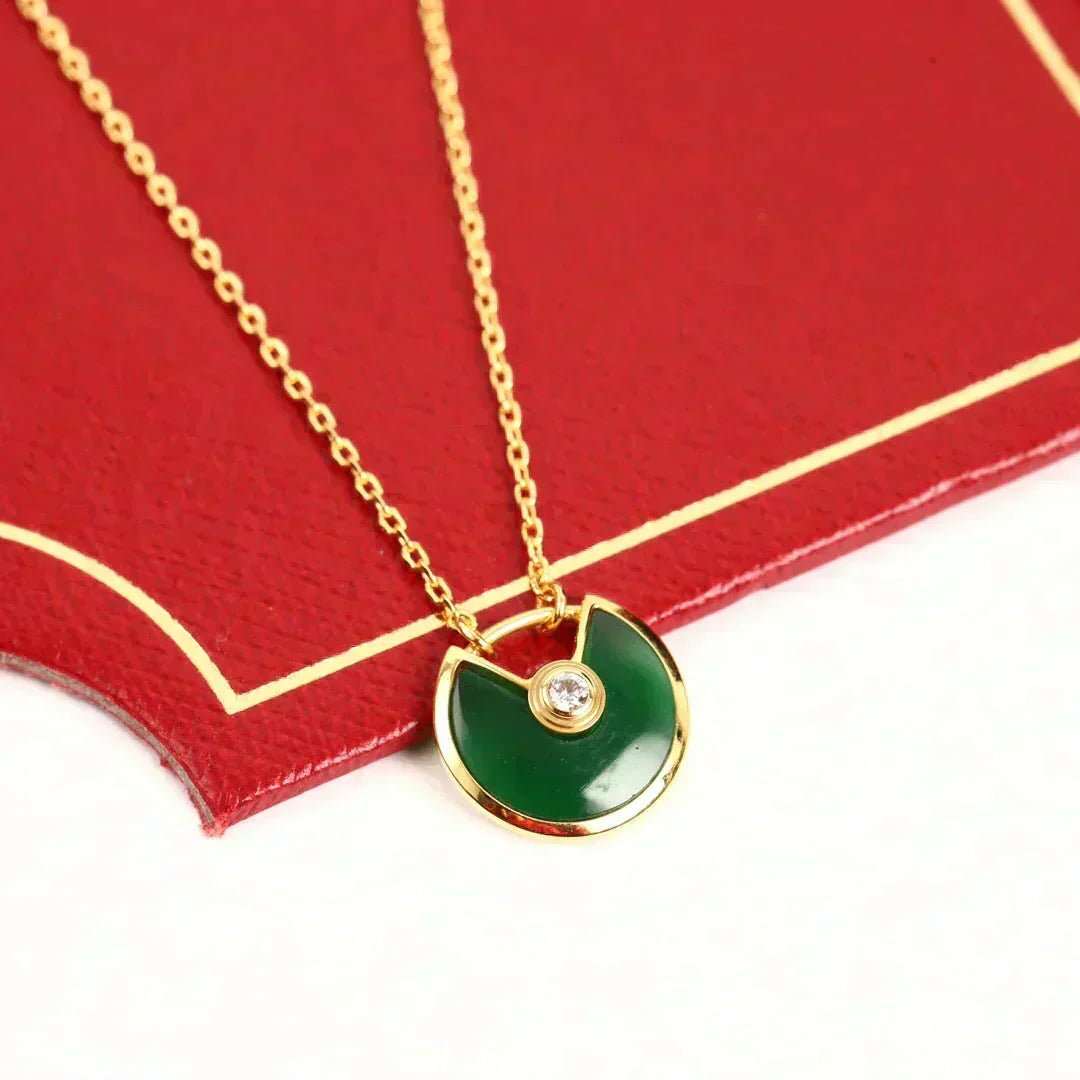 [⭐Haelin Jewelry]AMULETTE GOLD MALACHITE NECKLACE