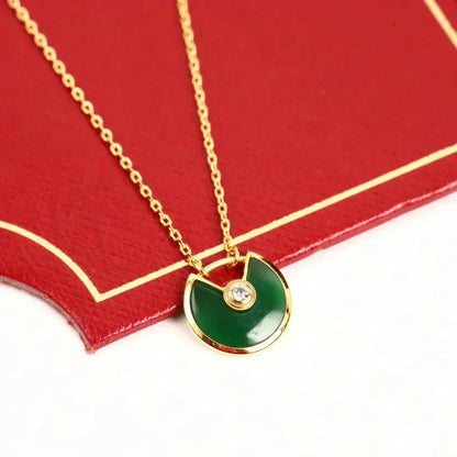 [⭐Haelin Jewelry]AMULETTE GOLD MALACHITE NECKLACE