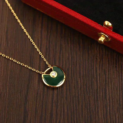 [⭐Haelin Jewelry]AMULETTE GOLD MALACHITE NECKLACE
