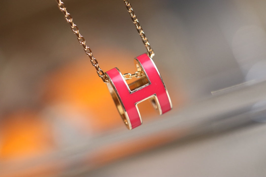[⭐Haelin Jewelry]POP H PEDANT PINK GOLD