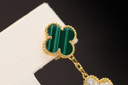 [⭐Haelin Jewelry]CLOVER EARRINGS GOLD MALACHITE DIAMOND 3 MOTIF